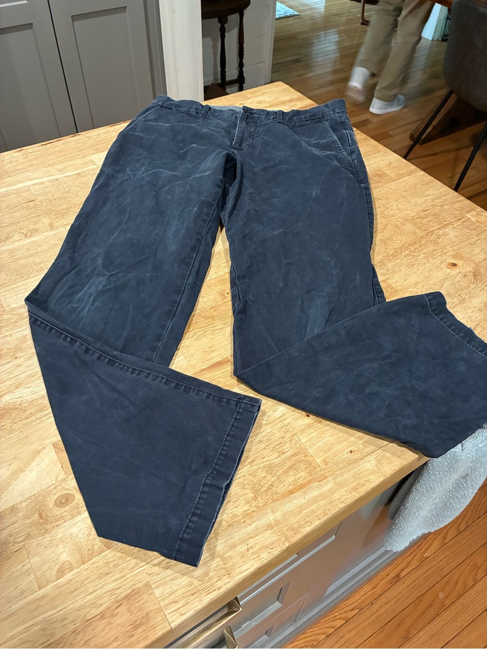 Gap Straight Fit Chino Pants Men's 32x32 Navy Blue Solid Flat Front Stretch D98